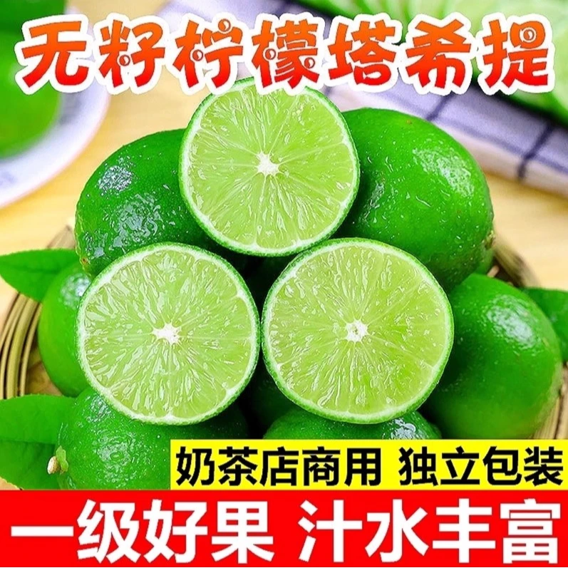 塔希提无籽青柠檬无籽香水柠檬果香新鲜皮薄多汁果园现摘