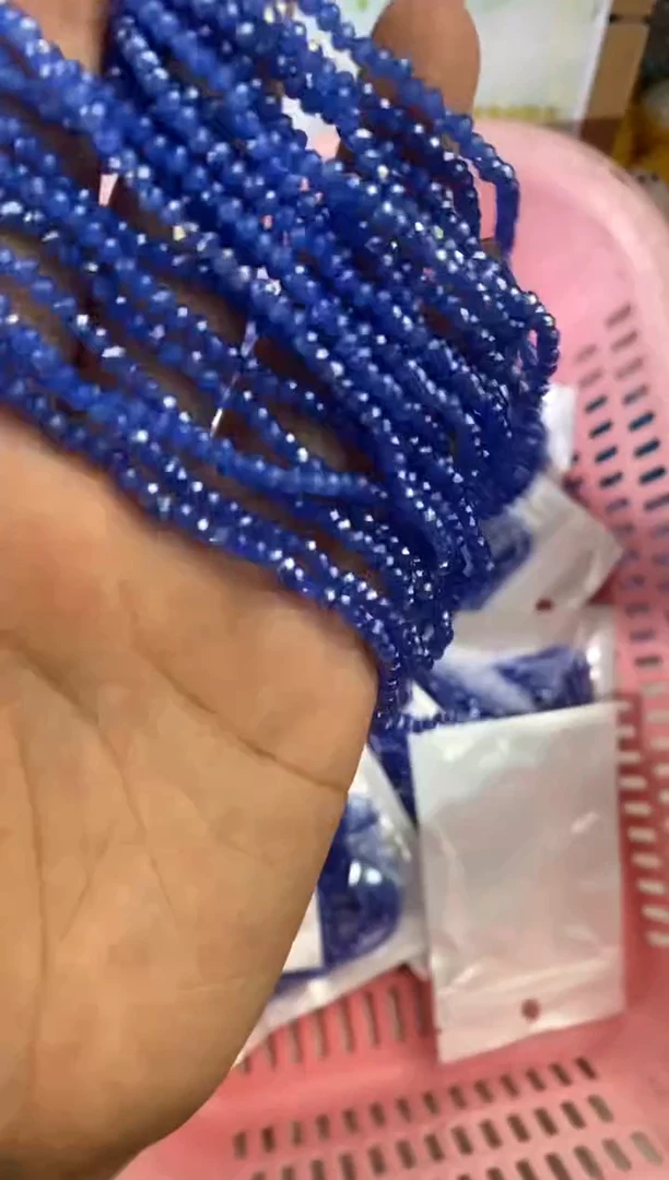 玻璃18169卡2水晶扁10条AB彩宝蓝玉