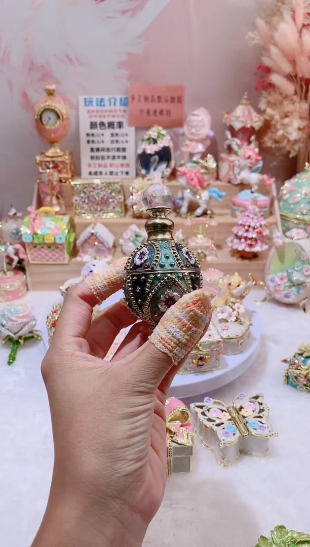 合金珐琅彩首饰盒摆件