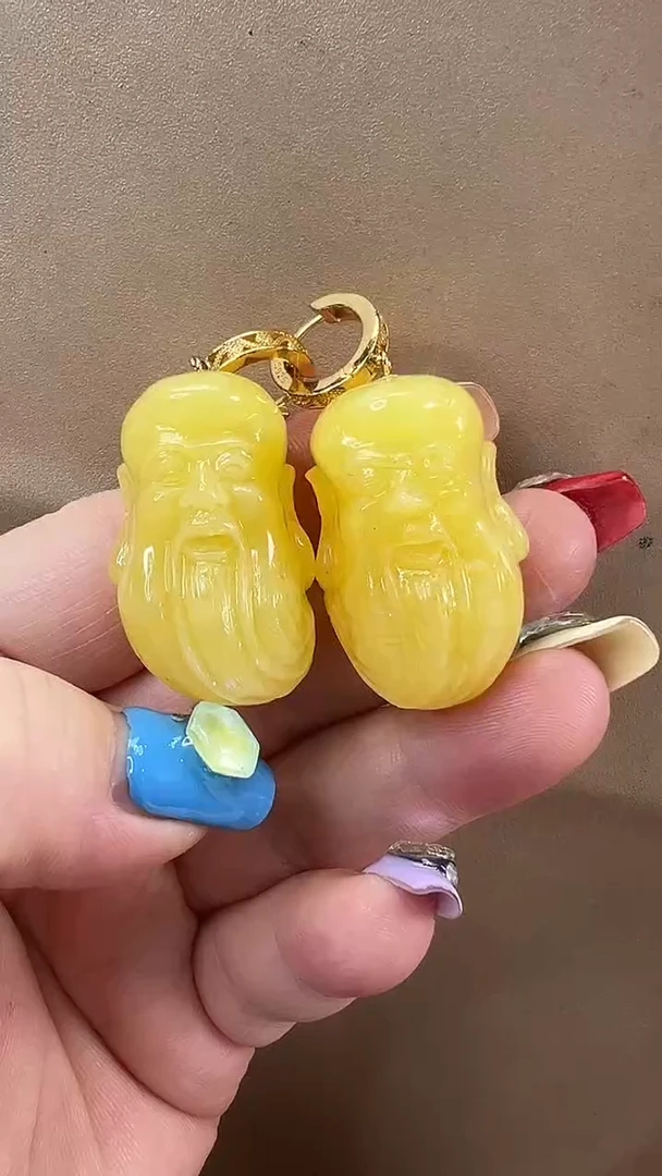 未镶嵌琥珀耳饰耳环