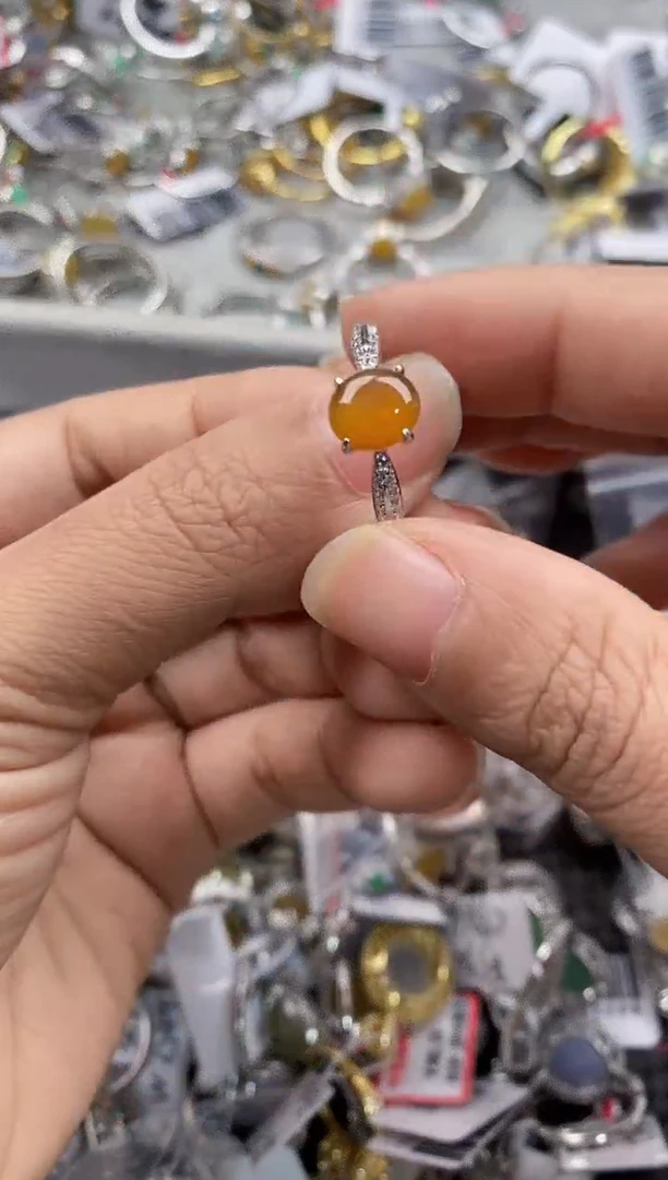 银S925镶嵌戒指翡翠222----6