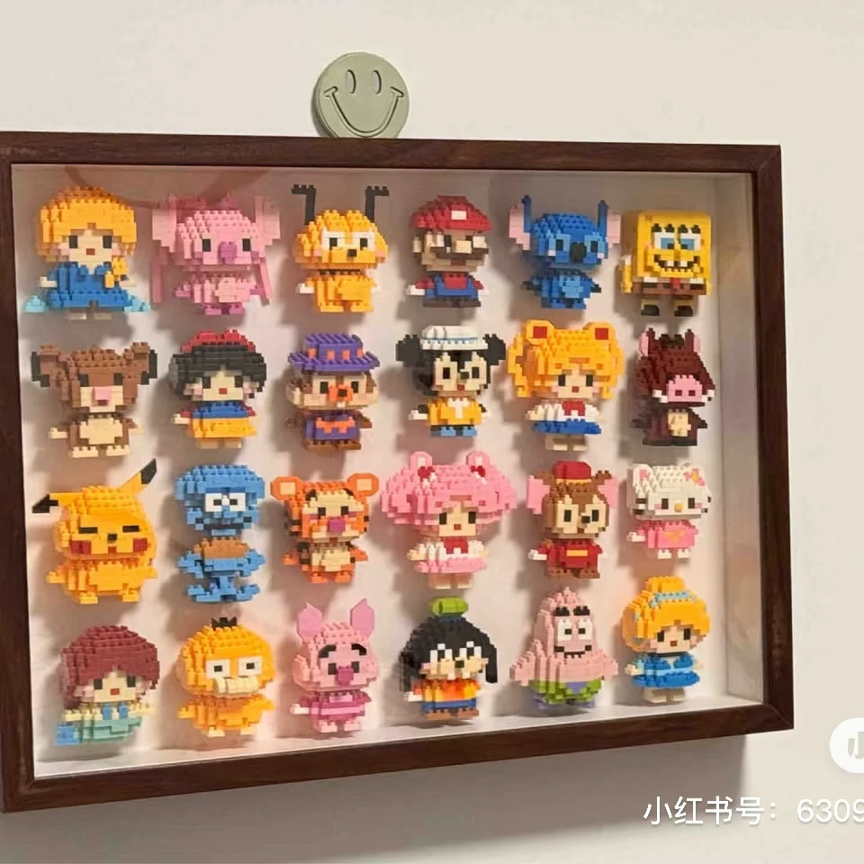 可爱卡通人物动物哪吒国风系列微颗粒积木玩具对对碰