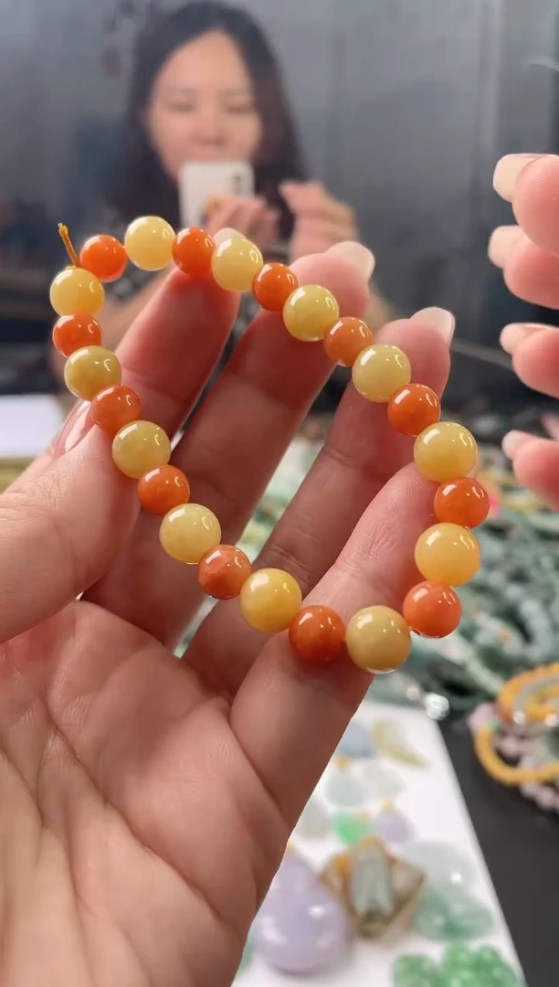 翡翠未镶嵌吊坠(不含链)红黄多宝