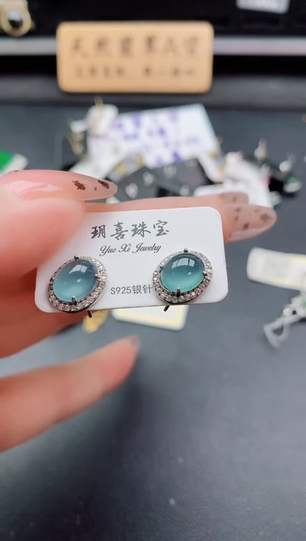 银S925镶嵌戒指翡翠1