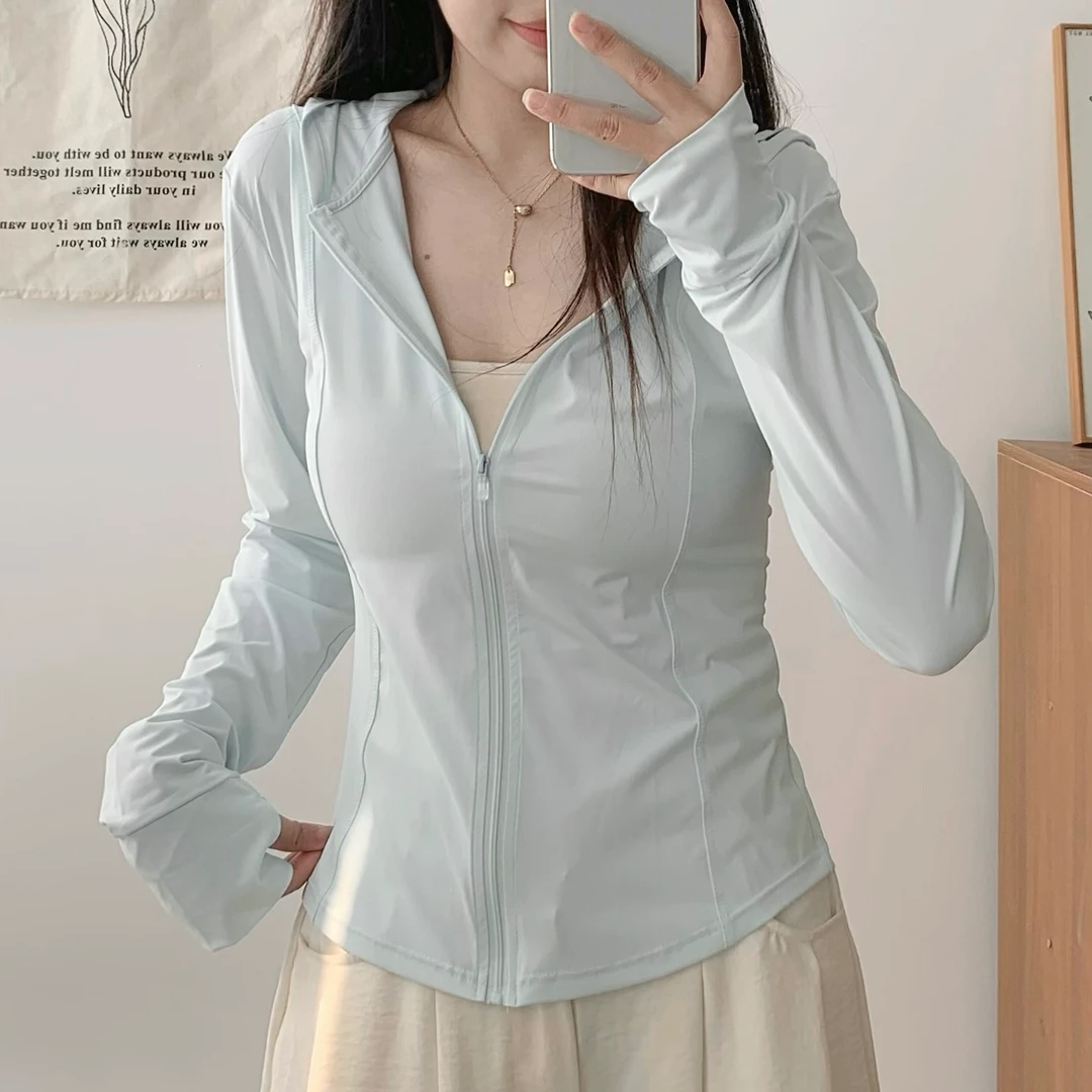 加加树修身防晒衣女春夏季冰感防紫外线原纱型修身瑜伽防晒服