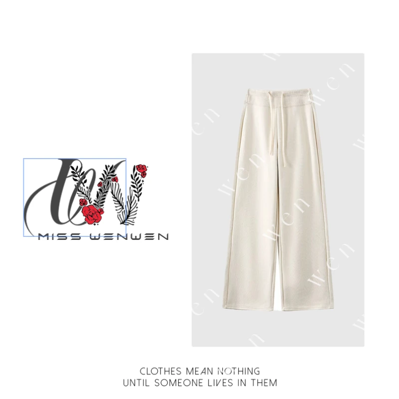 【李李专属】羊毛蚕丝秋冬加绒加厚直筒款高腰阔腿裤5126