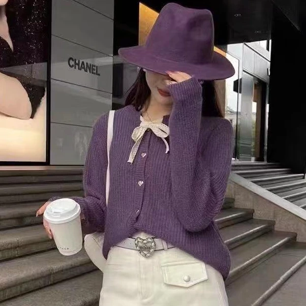 冬季新款小香风系花边带子毛衣针织衫公主风开衫女装上衣