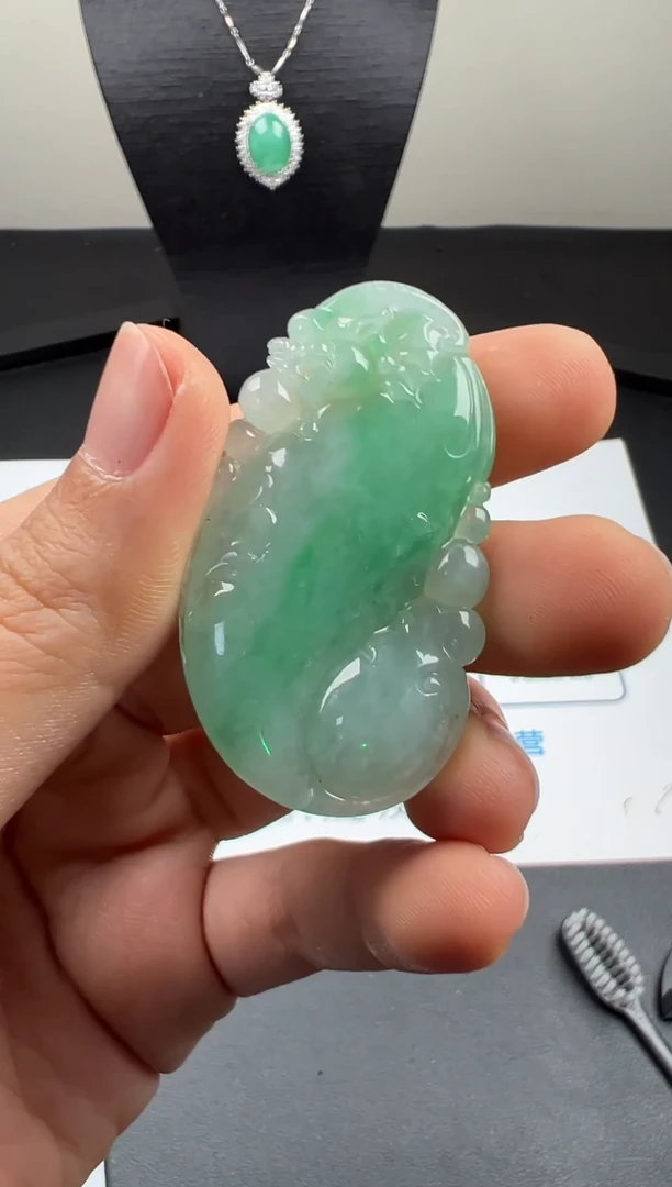 吊坠(不含链)未镶嵌翡翠天然A货翡翠 泡泡龙