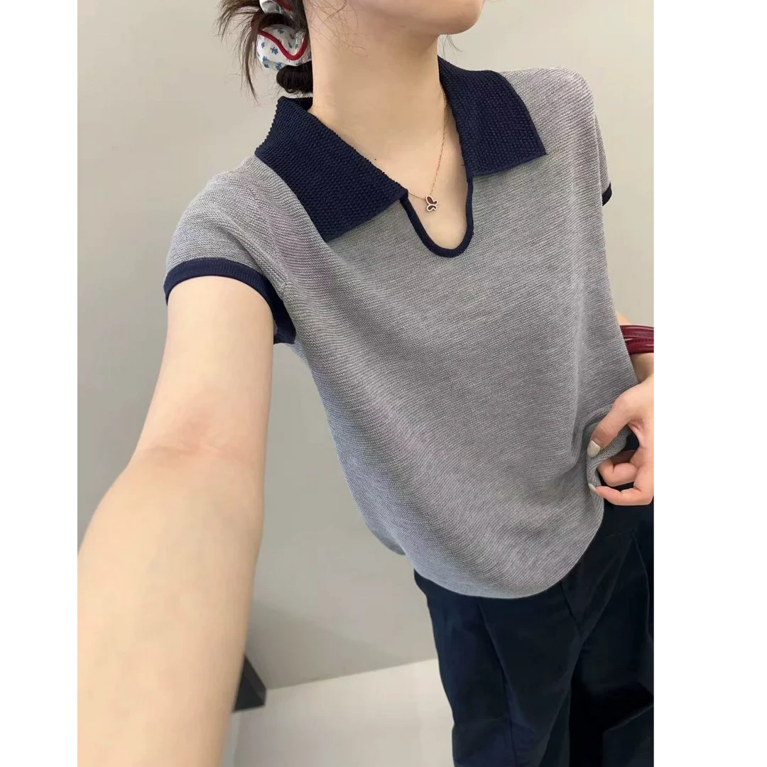 【运费补贴】~小U领黑边时尚休闲复古上衣洋气百搭显瘦117.
