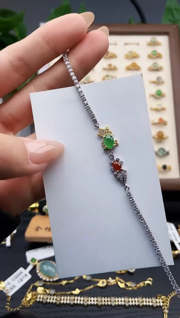 银S925镶嵌手链翡翠12