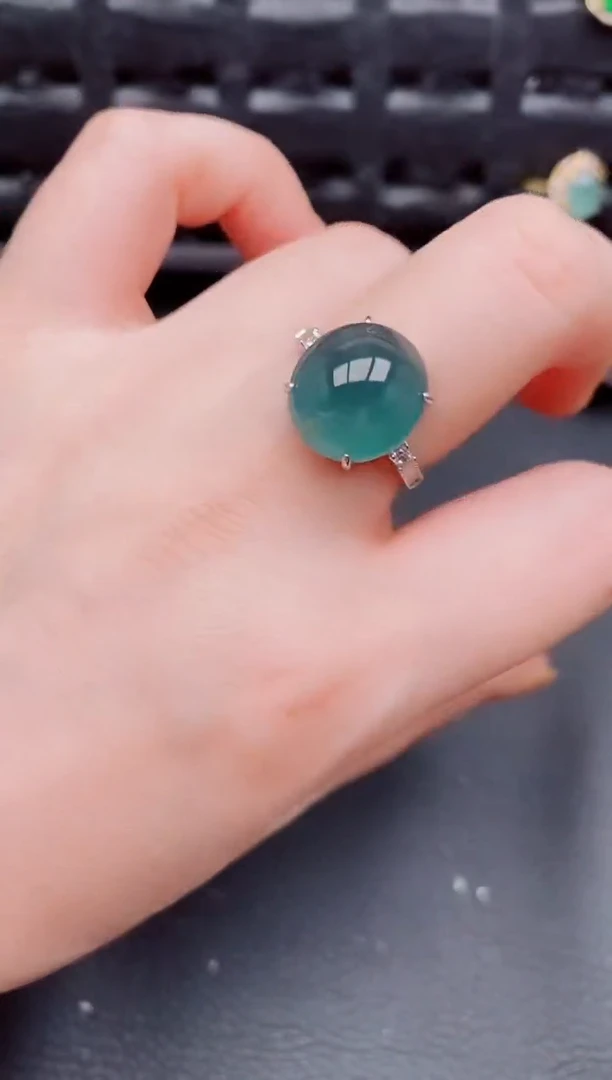 【闪购商品】翡翠戒指银S925镶嵌天然a货翡翠461