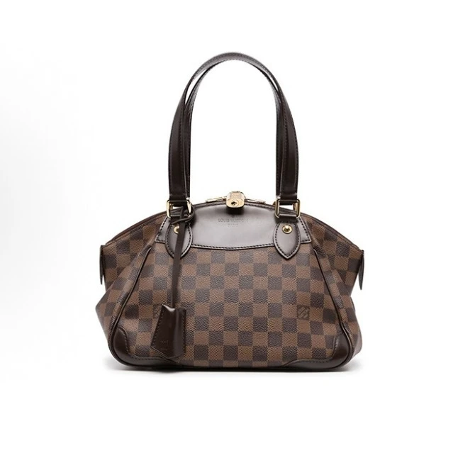 99新 LouisVuitton/路易威登 棋盘格牛皮腋下包