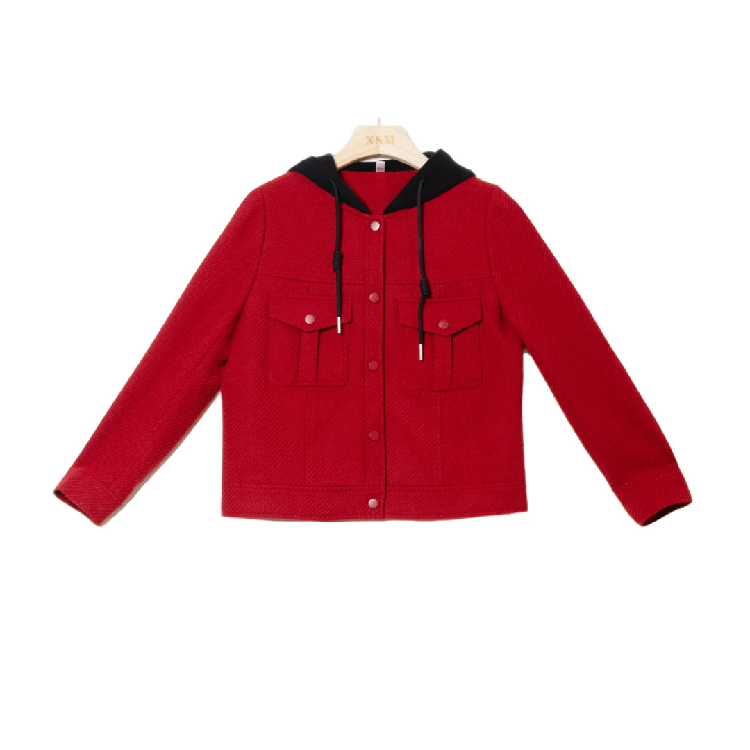 连帽短款单排扣短外套Z408/AS