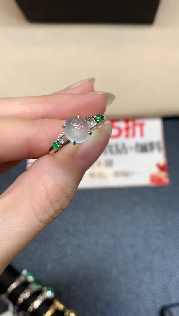 18K金镶嵌戒指翡翠2【无服务费蛋面【无服务费