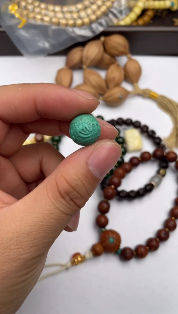 【闪购商品】绿松石珠宝奇石未镶嵌松石雕刻圆珠