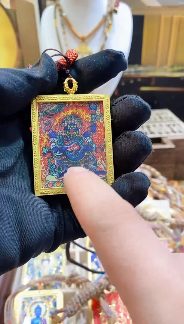 吊坠双面打印-合金-西藏唐卡文玩-大黑天+五爷