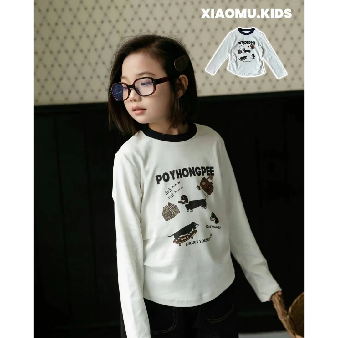 【小慕家】2025春儿童休闲百搭长袖T恤卡通图案韩版55007