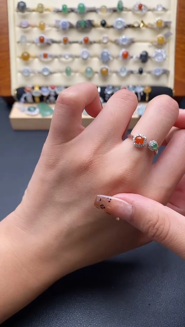 银S925镶嵌戒指翡翠222222+1