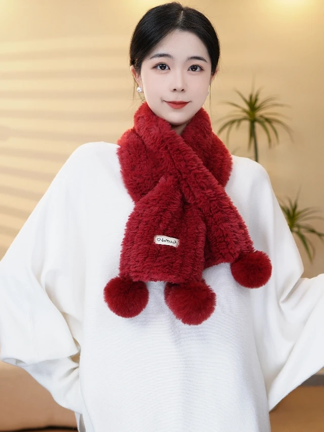 厚款软糯针织围巾纯色女秋冬围脖时尚韩版百搭保暖