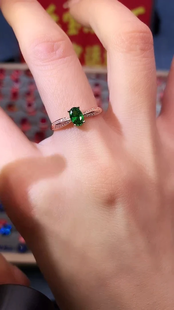 【闪购商品】透辉石戒指银S925镶嵌11111