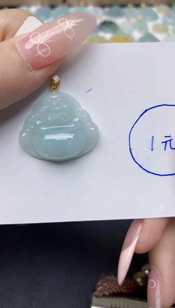 翡翠18K金镶嵌颈饰天然翡翠A货