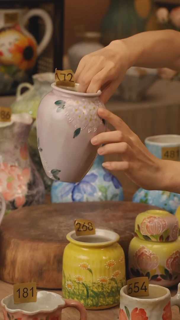 陶瓷172景德镇设计师手作花器摆件侘寂风