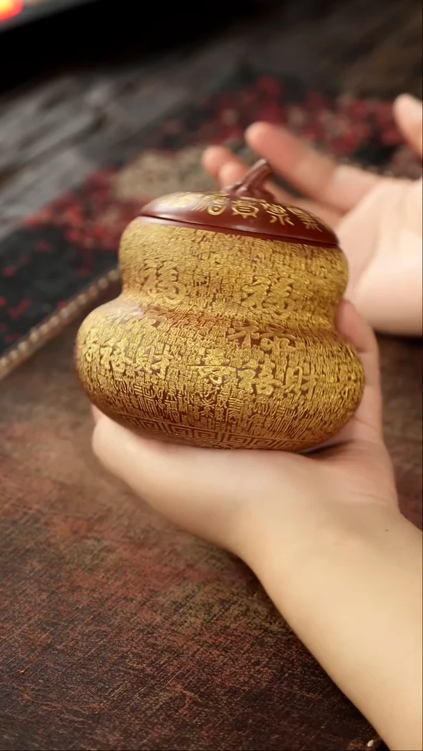 茶杯紫砂福利紫砂葫芦描金葫芦