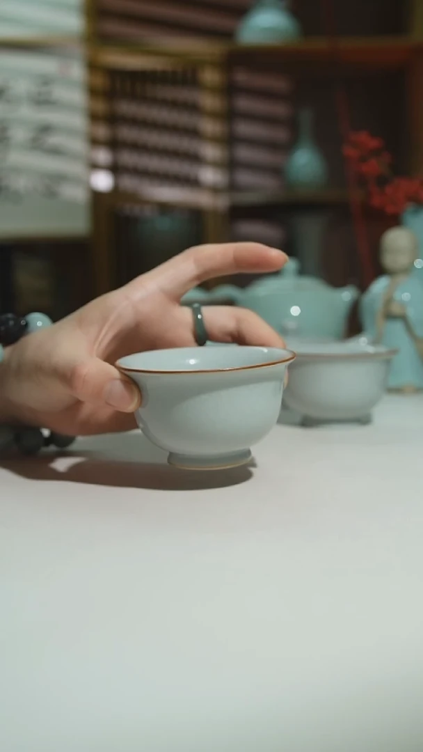 月白运圈大圈烧压手杯二级
