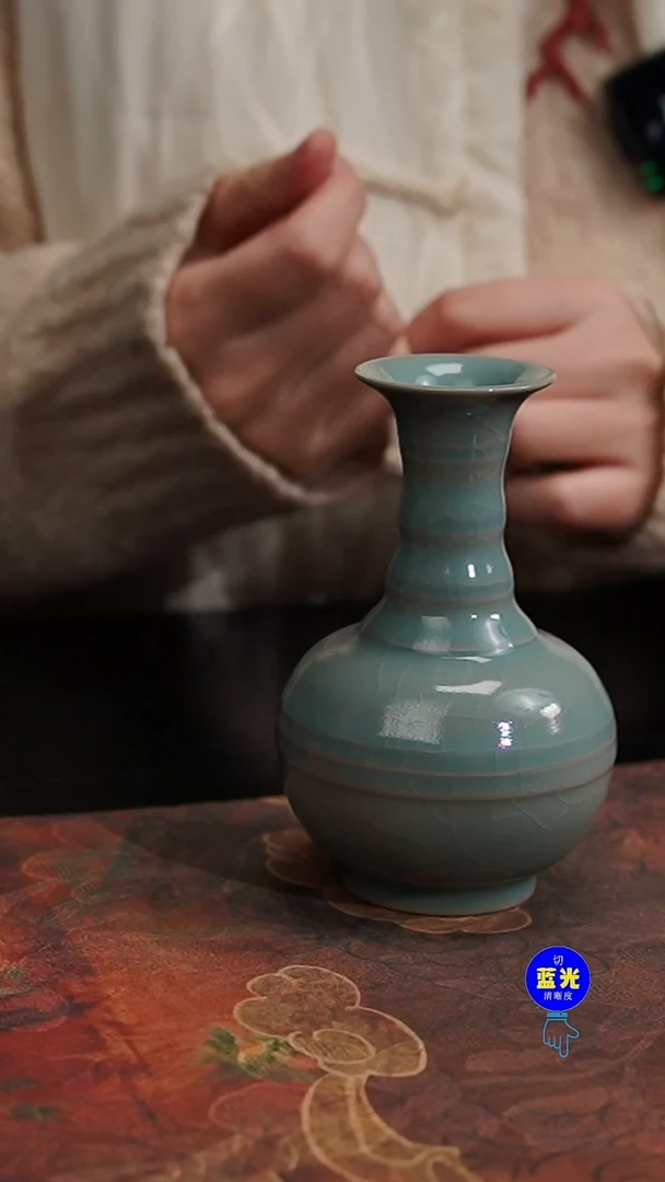 摆件瓷纯手工清凉寺原矿釉小旋纹瓶