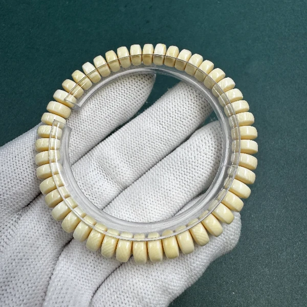 K3319天然猛犸牙药片手串 7×4 支持鉴定 假一罚四