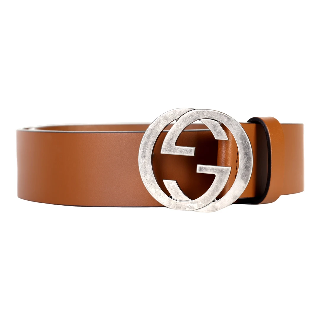 GUCCI古驰 平滑扣 做旧款 皮带 宽3.5cm 棕色546389BGH0N2535