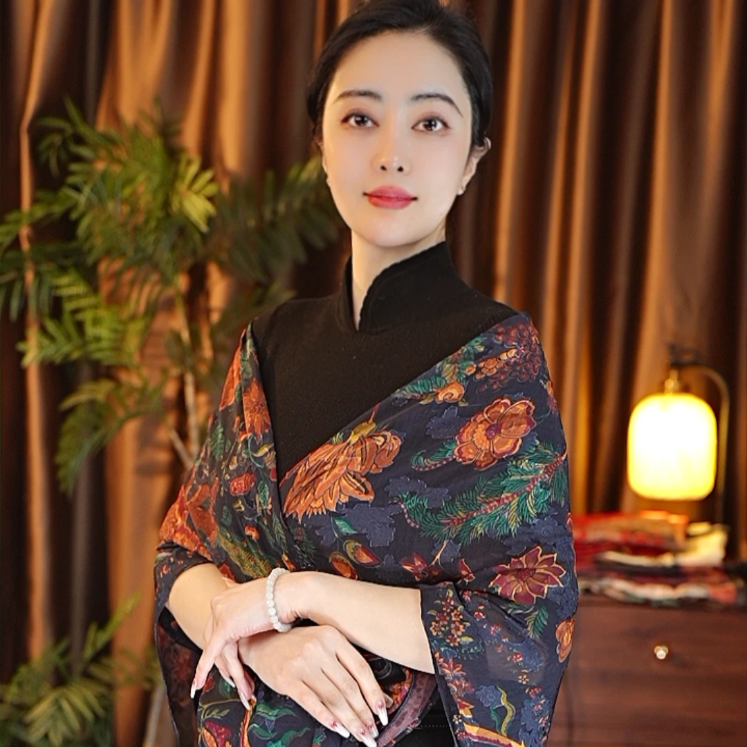 【生命树】140*140剪花大方巾围巾女士丝巾百搭春秋款显气质