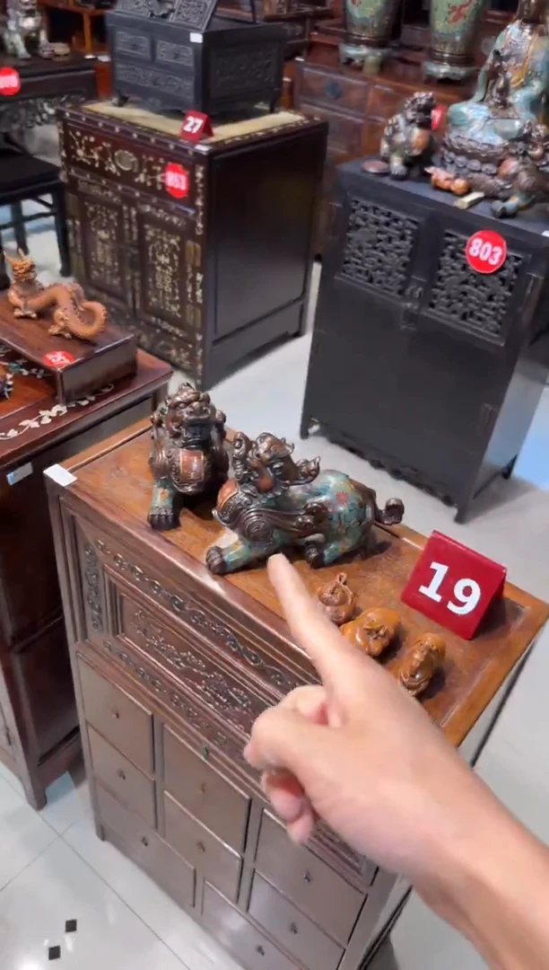 木木头款景泰蓝皮丘一对（蓝）1280