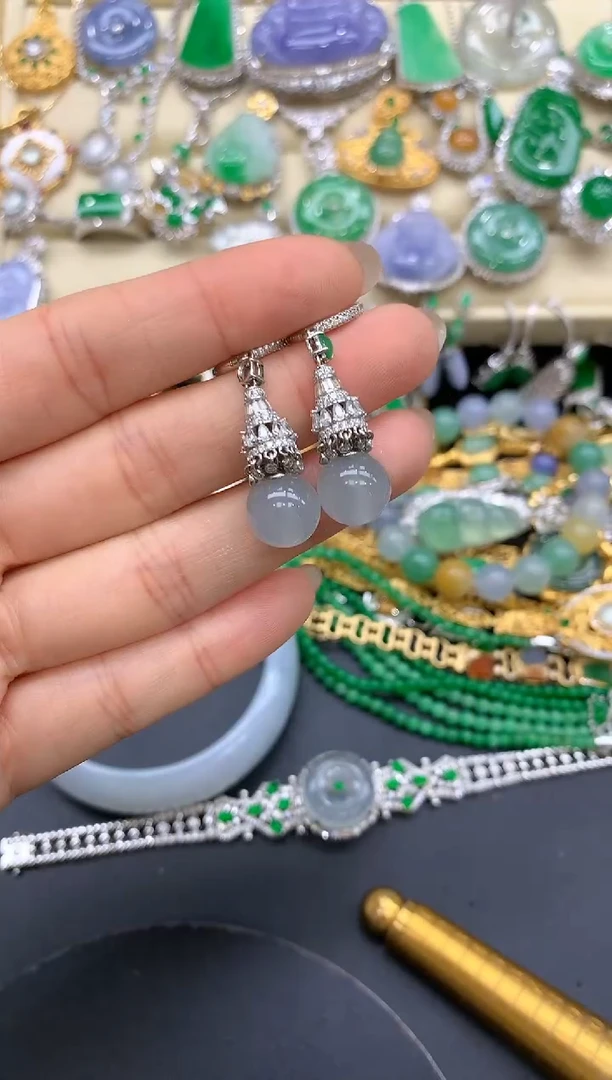 【闪购商品】翡翠耳饰18K金镶嵌475-中国好珍宝