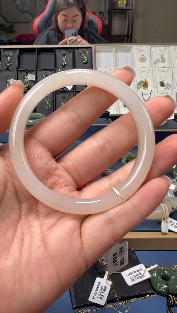 和田玉手镯未镶嵌【柚子来啦】和田玉拍一发一58.8