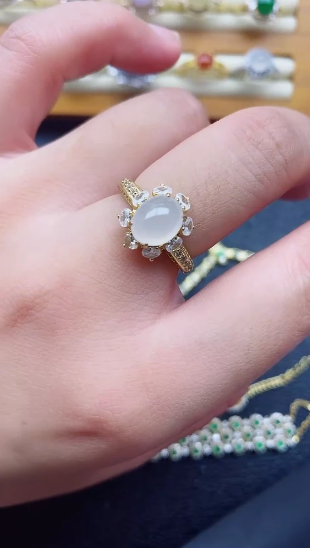 银S925镶嵌戒指翡翠1