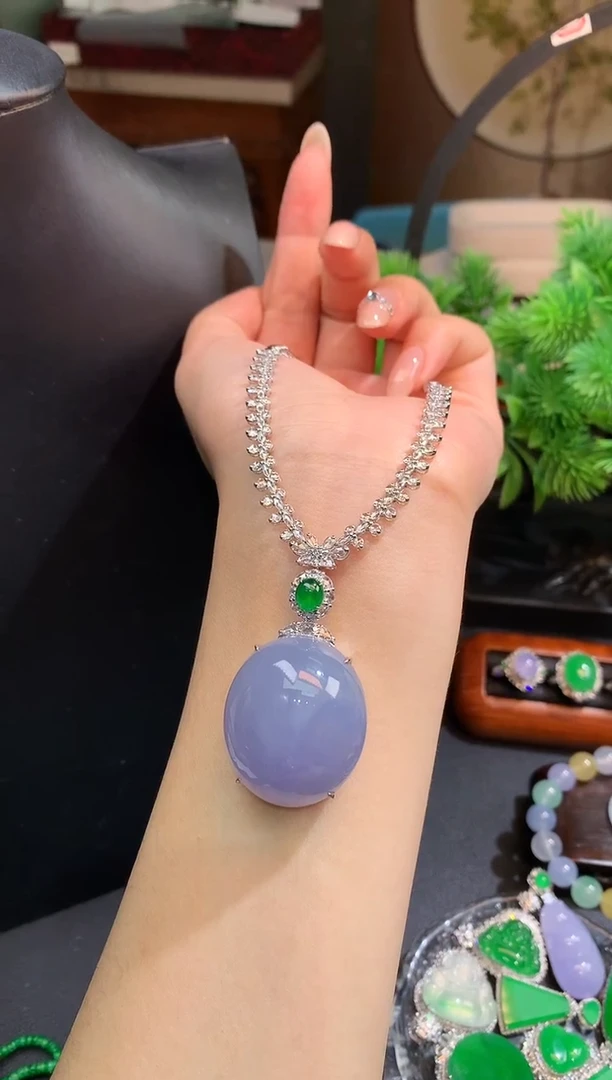 套链18K金镶嵌翡翠紫蛋套链