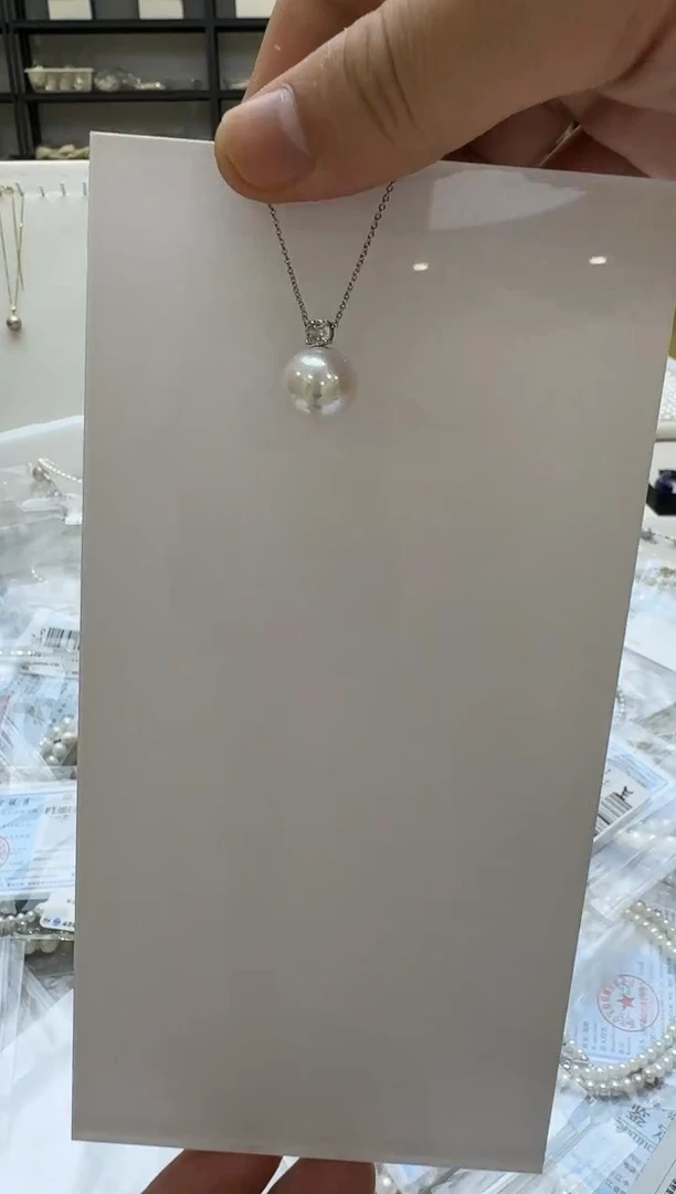 淡水珍珠银S925镶嵌吊坠(赠链)12-13mm 王妃扣