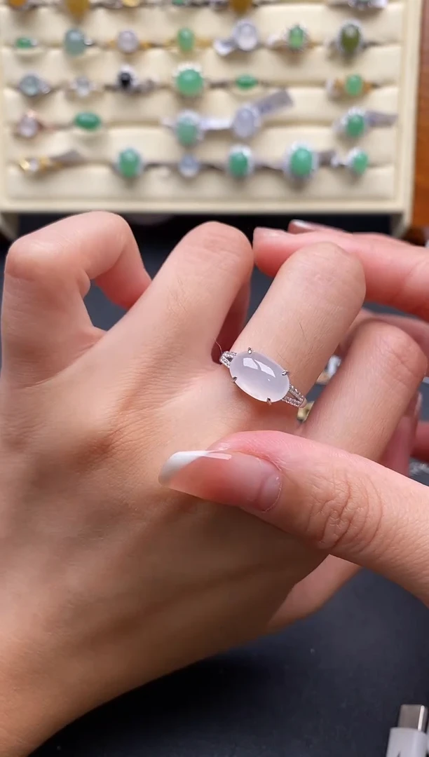 银S925镶嵌戒指翡翠7777777+4