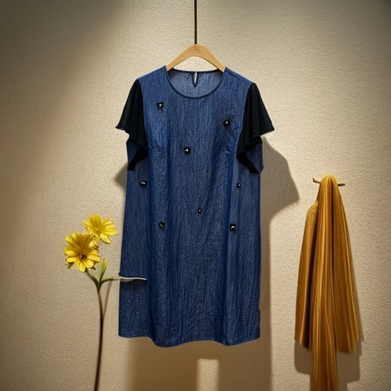 步衣岛2025夏季新款7835-洋气时尚牛仔连衣裙