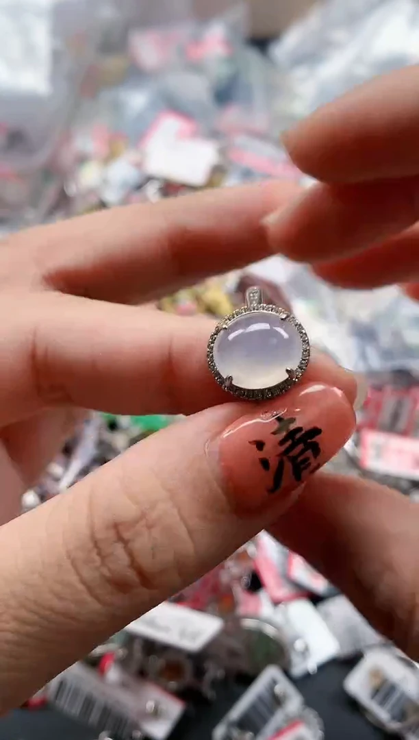 银S925镶嵌戒指翡翠天然A货缅甸翡翠