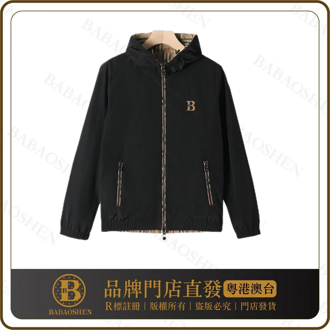 高端时尚双面穿休闲百搭轻奢男女同款夹克连帽外套【B9985-Q25】