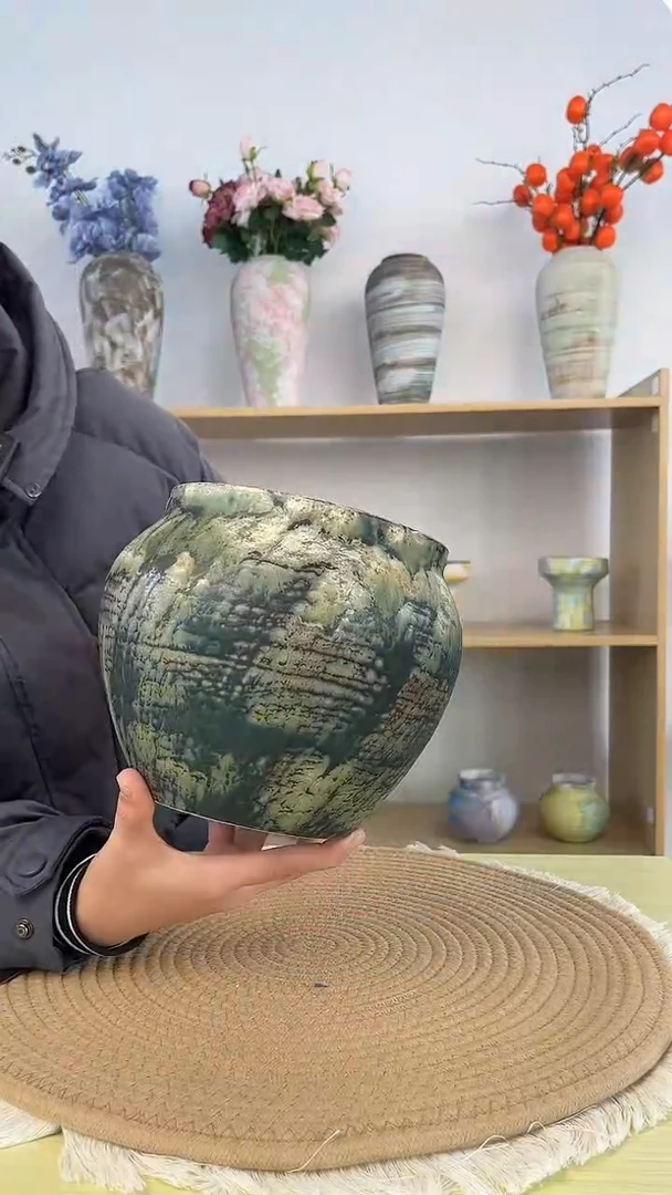 景德镇手作花瓶口15高16