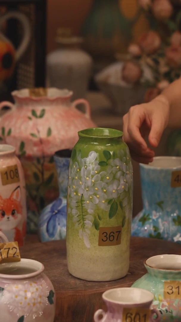 陶瓷367景德镇设计师手作花器摆件侘寂风