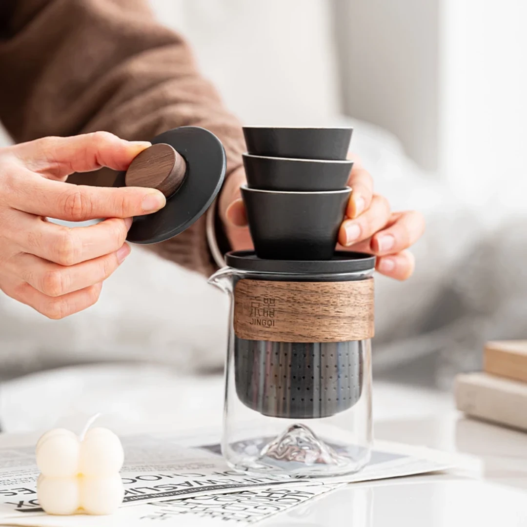 【沉鱼】黑快客旅行茶具便携快专用外出携带包户外露营功夫-B01119