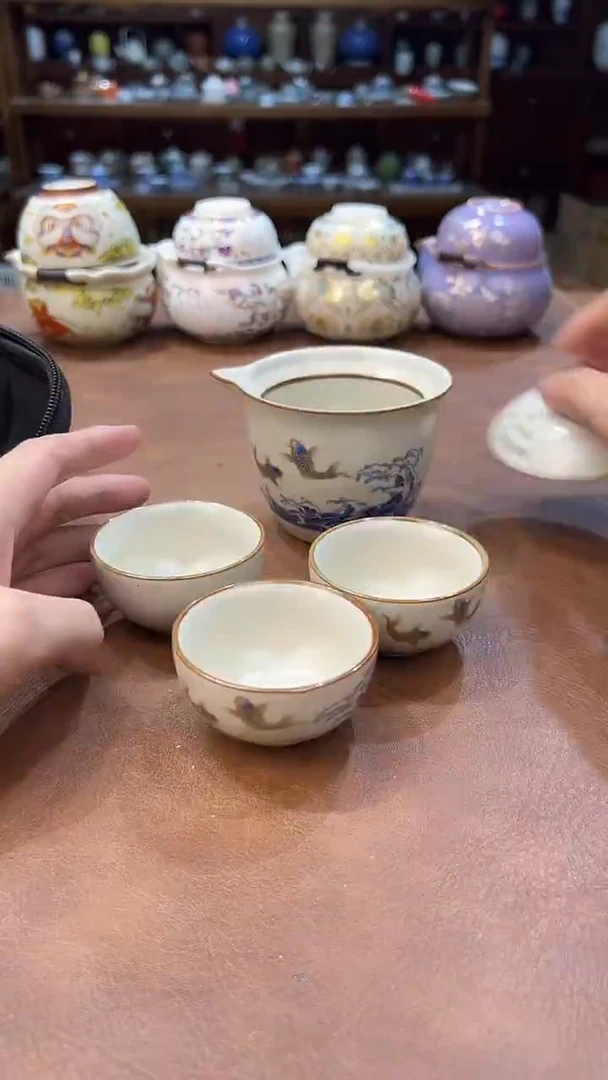 真的很便宜超好看会开片的旅行茶具