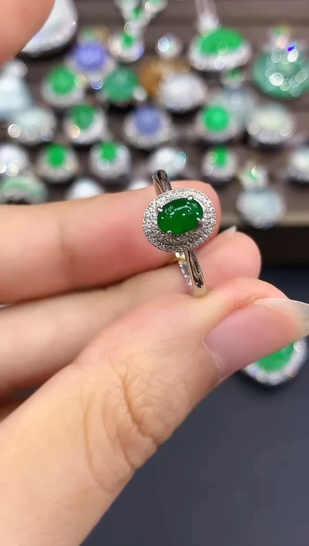 18K金镶嵌戒指翡翠B3  多样性一件发货