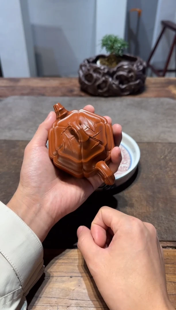 茶壶紫砂林*.六方海棠双线竹鼓