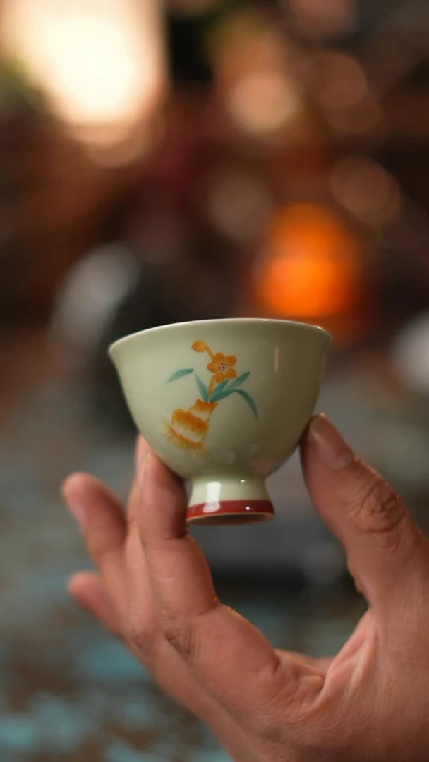 【闪购商品】高足手绘水仙花茶杯