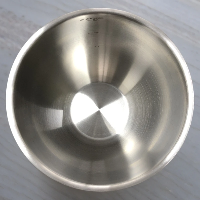 喜家18-10沙拉盆食品级带刻度钢盆、中号20cm*13.5cm容量3升家用